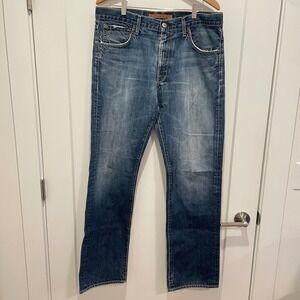 Agave Denim Mens Blue Jeans Size 36 USA Made Straight Leg Distressed 1730